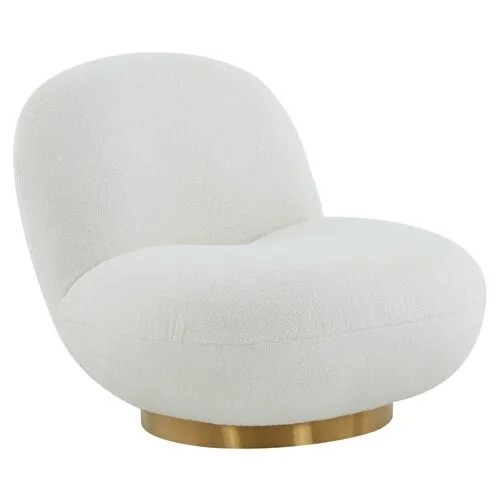 Kelly Swivel Chair - White Boucle - Handcrafted