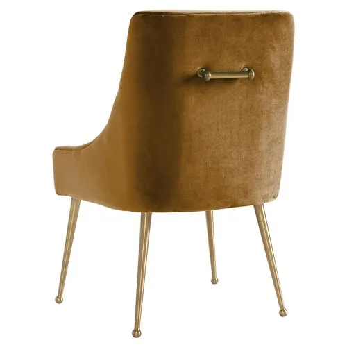 Lennon Velvet Side Chair - Cognac - Handcrafted - Brown