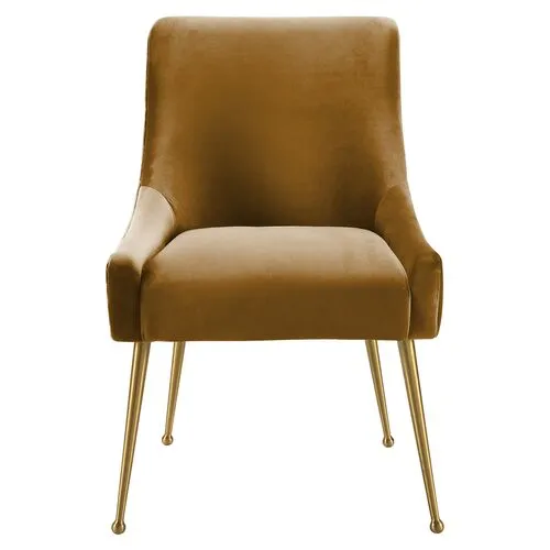 Lennon Velvet Side Chair - Cognac - Handcrafted - Brown