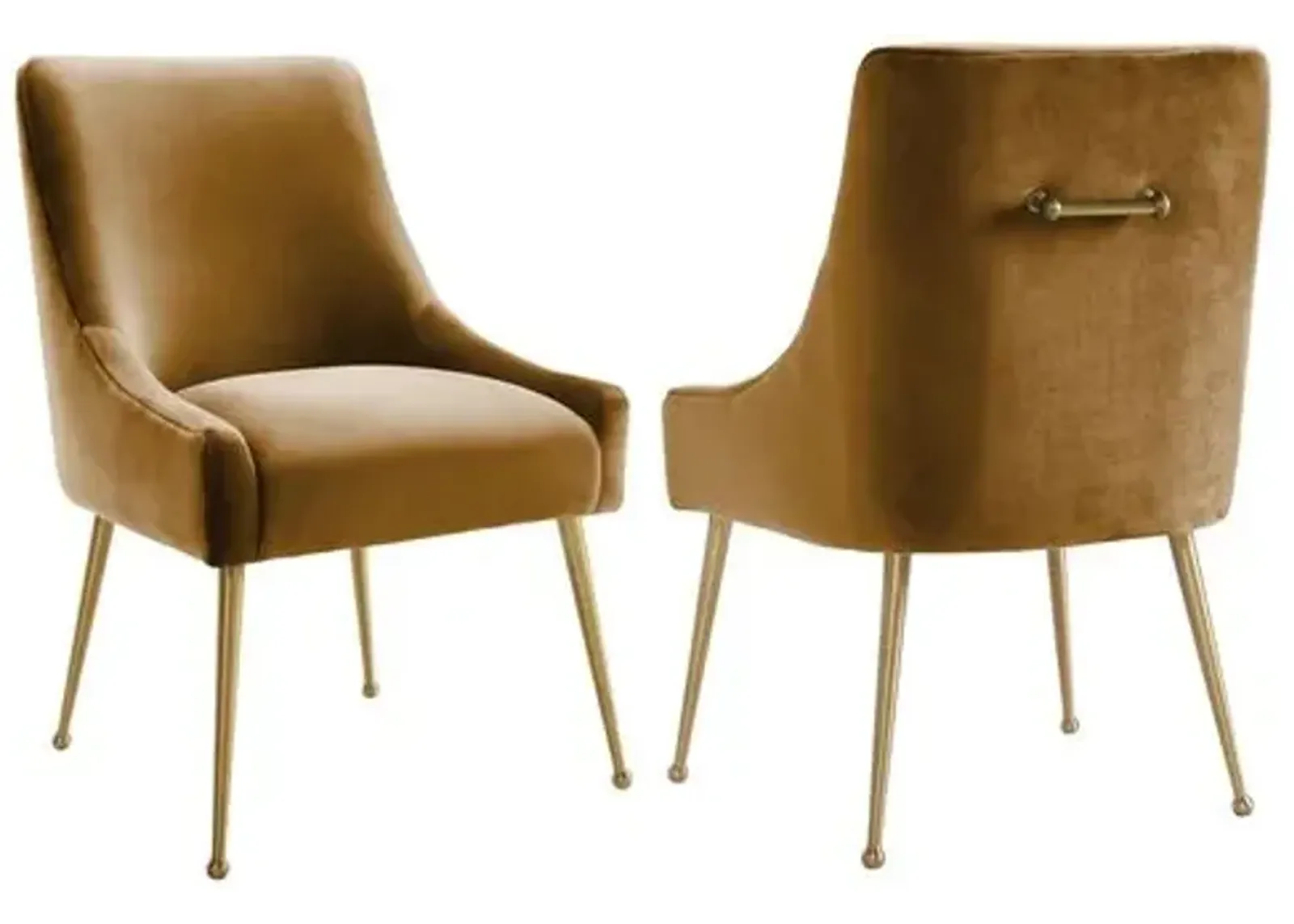 Lennon Velvet Side Chair - Cognac - Handcrafted - Brown