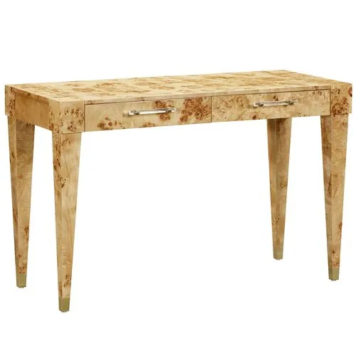 Madison Burl Desk - Handcrafted - Brown