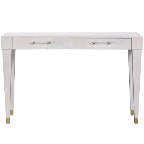 Madison Burl Desk - Handcrafted - White