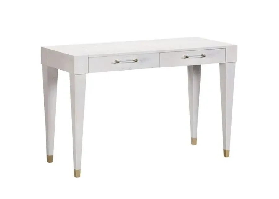 Madison Burl Desk - Handcrafted - White