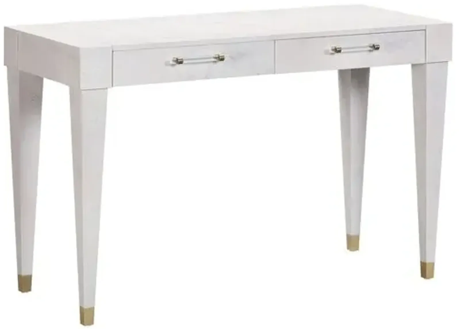 Madison Burl Desk - Handcrafted - White