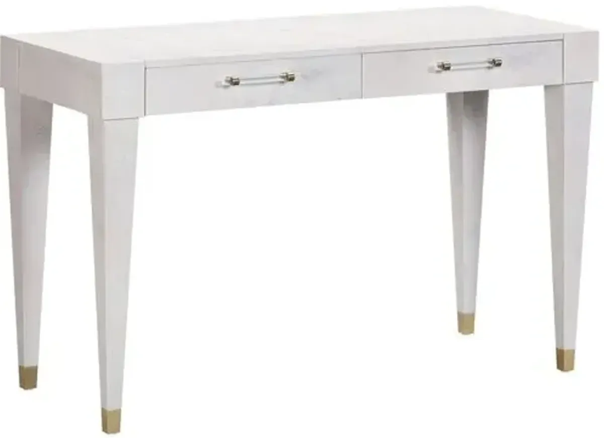 Madison Burl Desk - Handcrafted - White