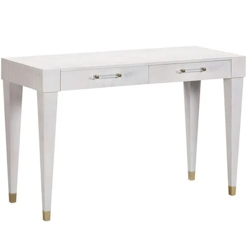 Madison Burl Desk - Handcrafted - White