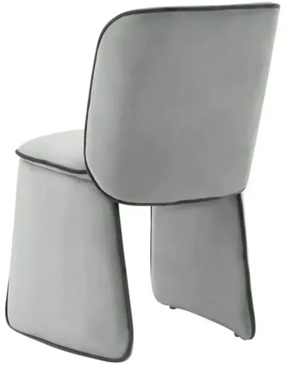 Nolen Velvet Dining Chair - Grey - Handcrafted - Gray