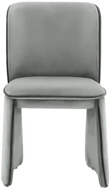 Nolen Velvet Dining Chair - Grey - Handcrafted - Gray