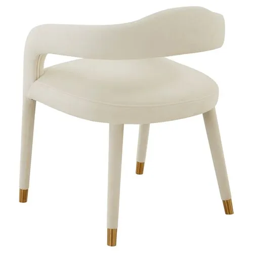 Payton Velvet Dining Chair - Handcrafted - Ivory