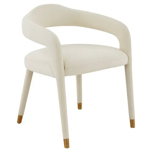 Payton Velvet Dining Chair - Handcrafted - Ivory