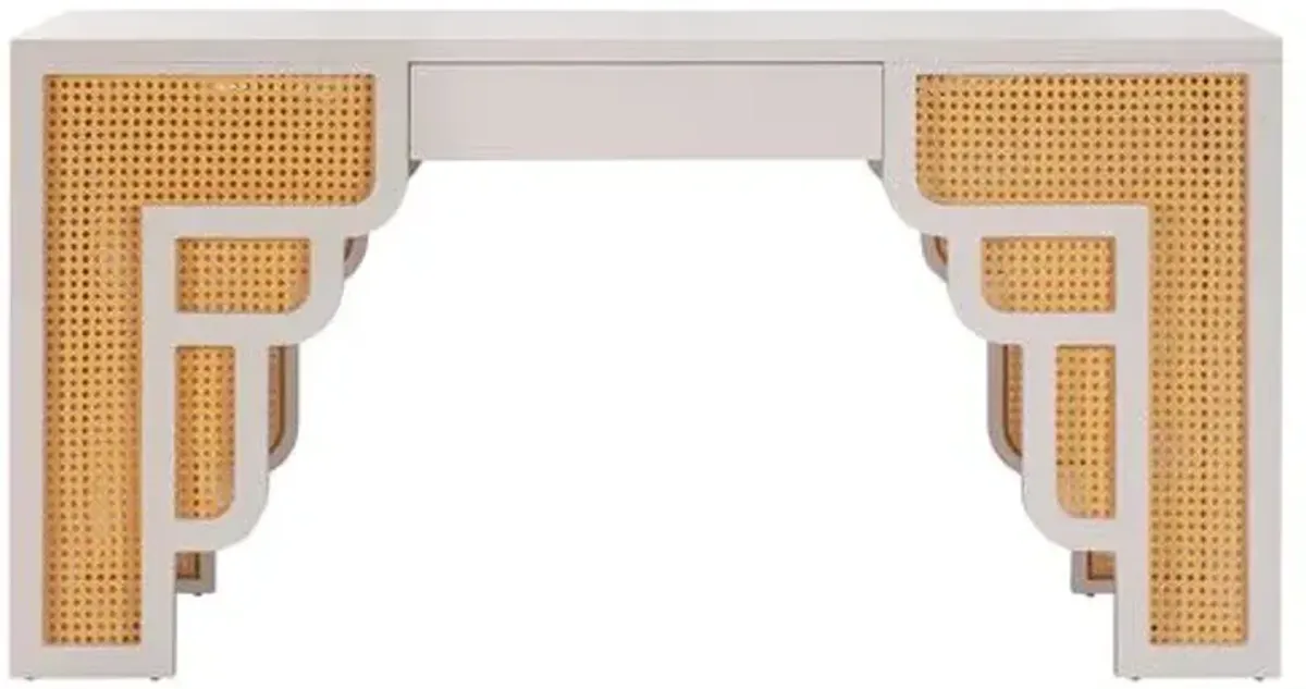 Savannah Rattan Desk - Handcrafted - White