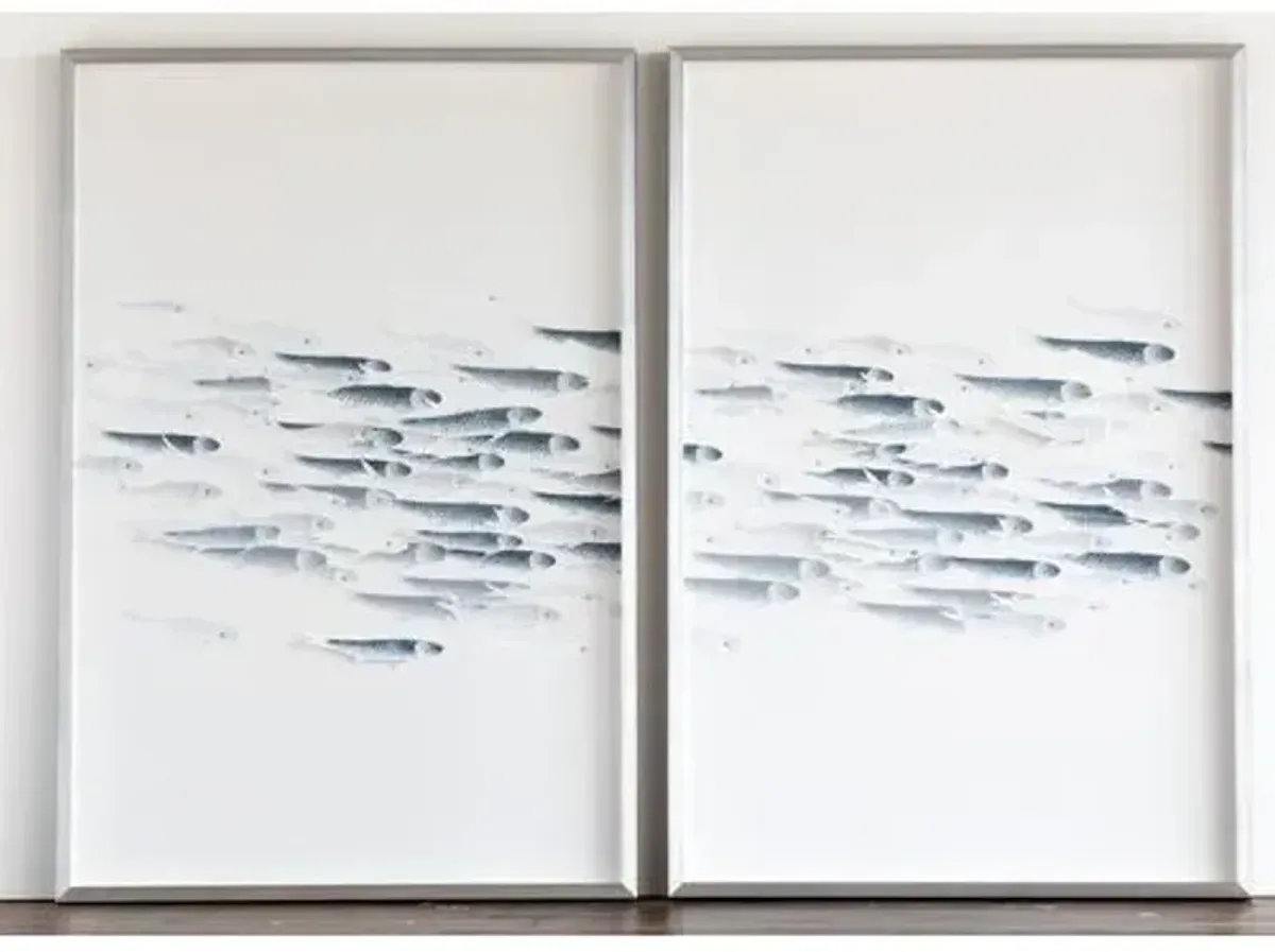 Koi Fish Diptych - Dawn Wolfe Design - Gray