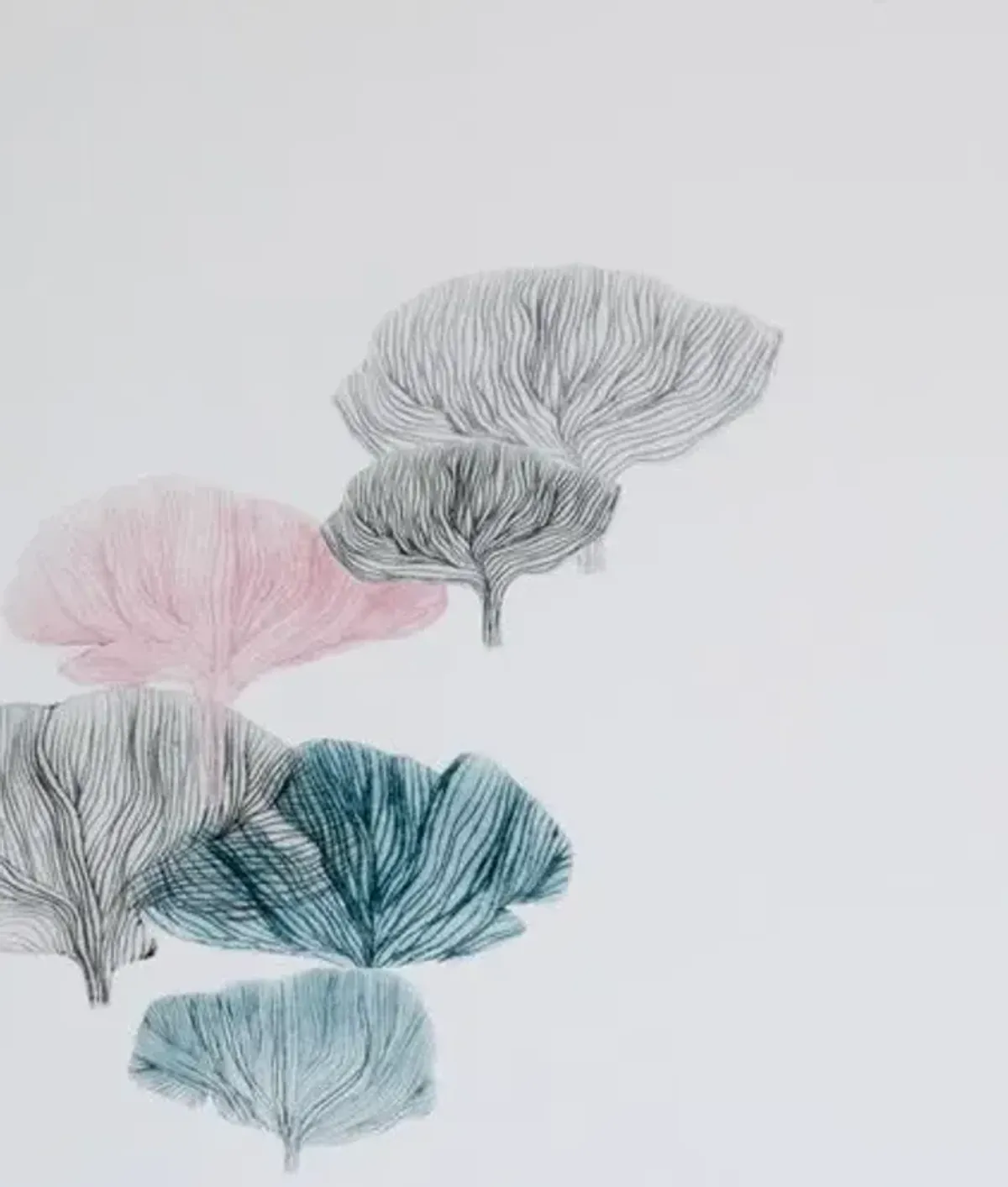 Mushroom Forest Blush and Grey I - Dawn Wolfe Design - Pink