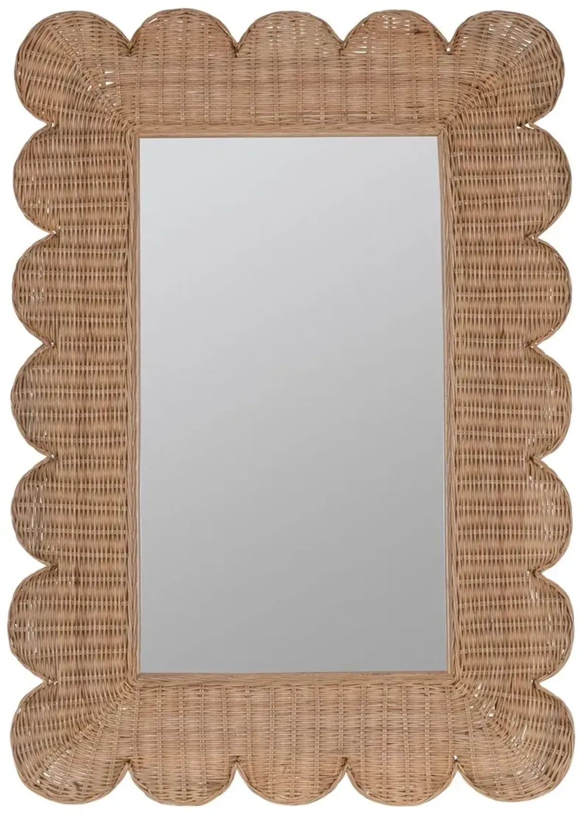 Bailey Scallop Rattan Wall Mirror, Natural