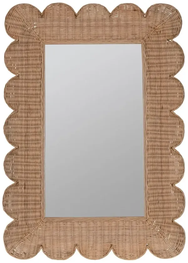 Bailey Scallop Rattan Wall Mirror, Natural