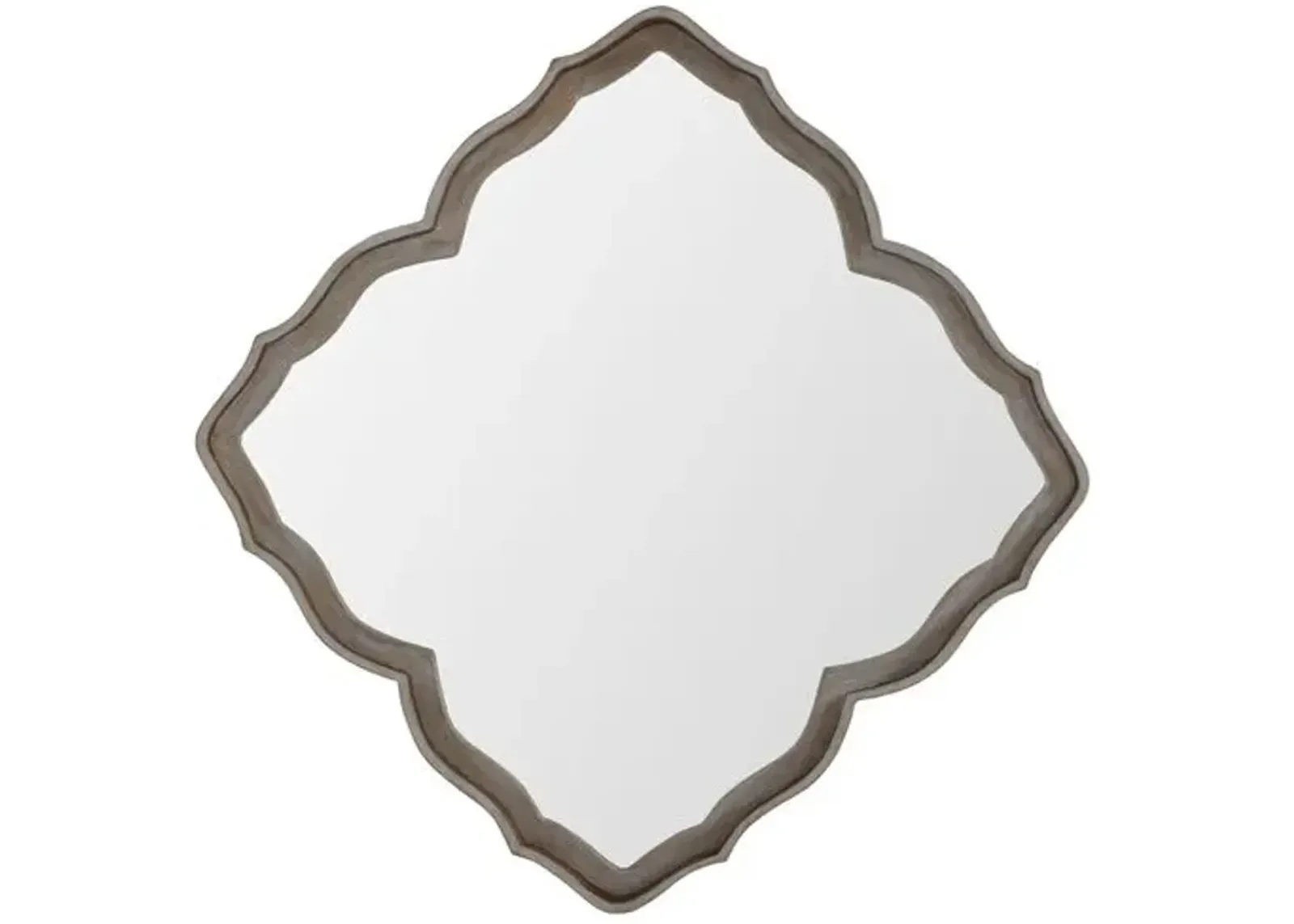 Adriana Scalloped Wall Mirror - Cerused White/Gilded Gold - Gabby