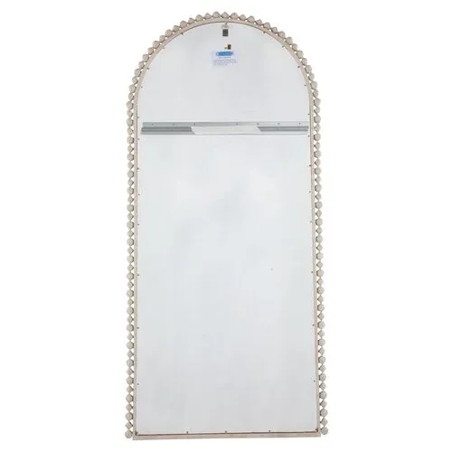 Belle Beaded Large Floor Mirror - Distressed White - Gabby