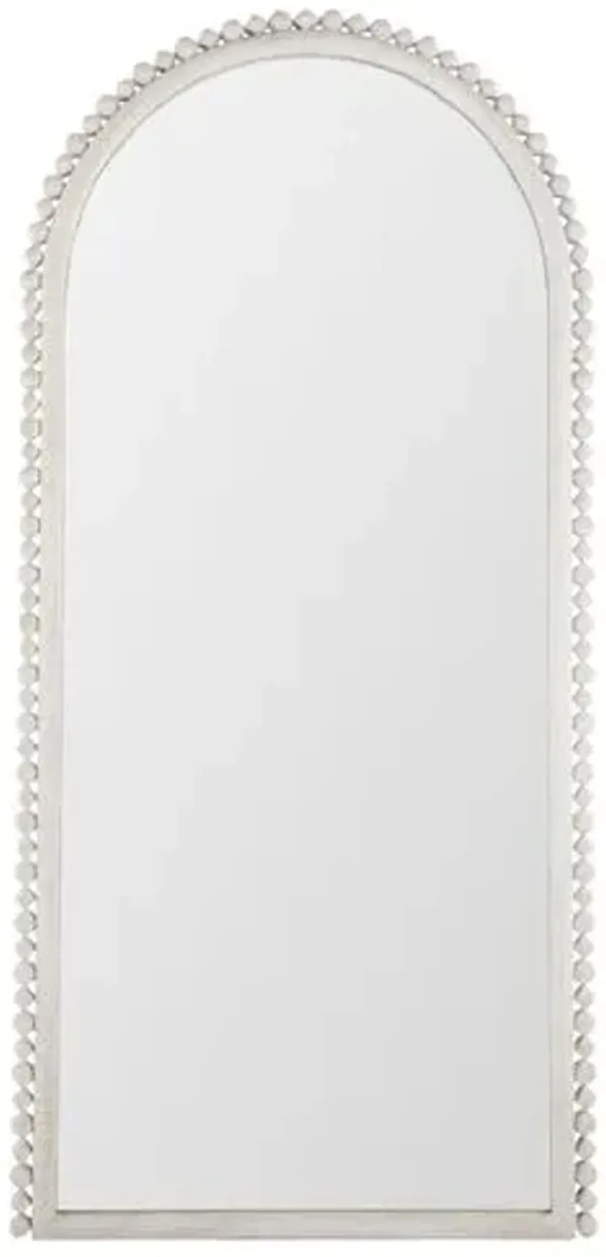 Belle Beaded Large Floor Mirror - Distressed White - Gabby