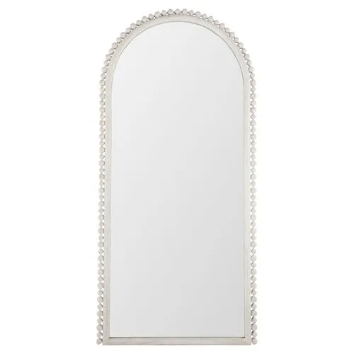 Belle Beaded Large Floor Mirror - Distressed White - Gabby