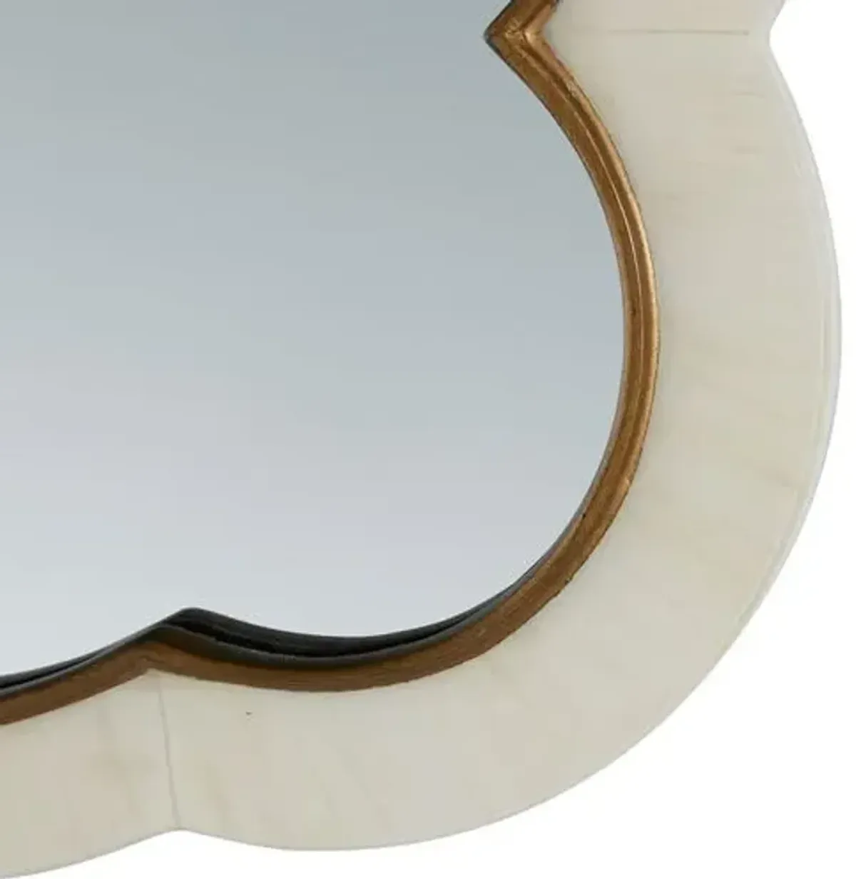 Rianna Scallop Bone Wall Mirror - Antique Brass/Ivory - Gabby