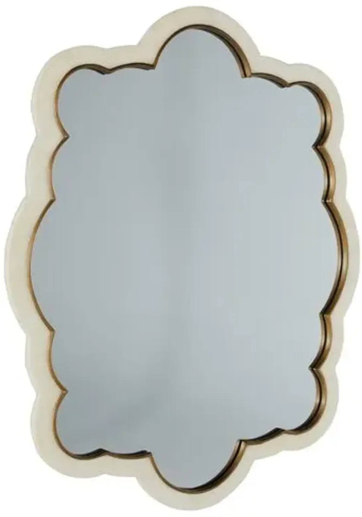 Rianna Scallop Bone Wall Mirror - Antique Brass/Ivory - Gabby