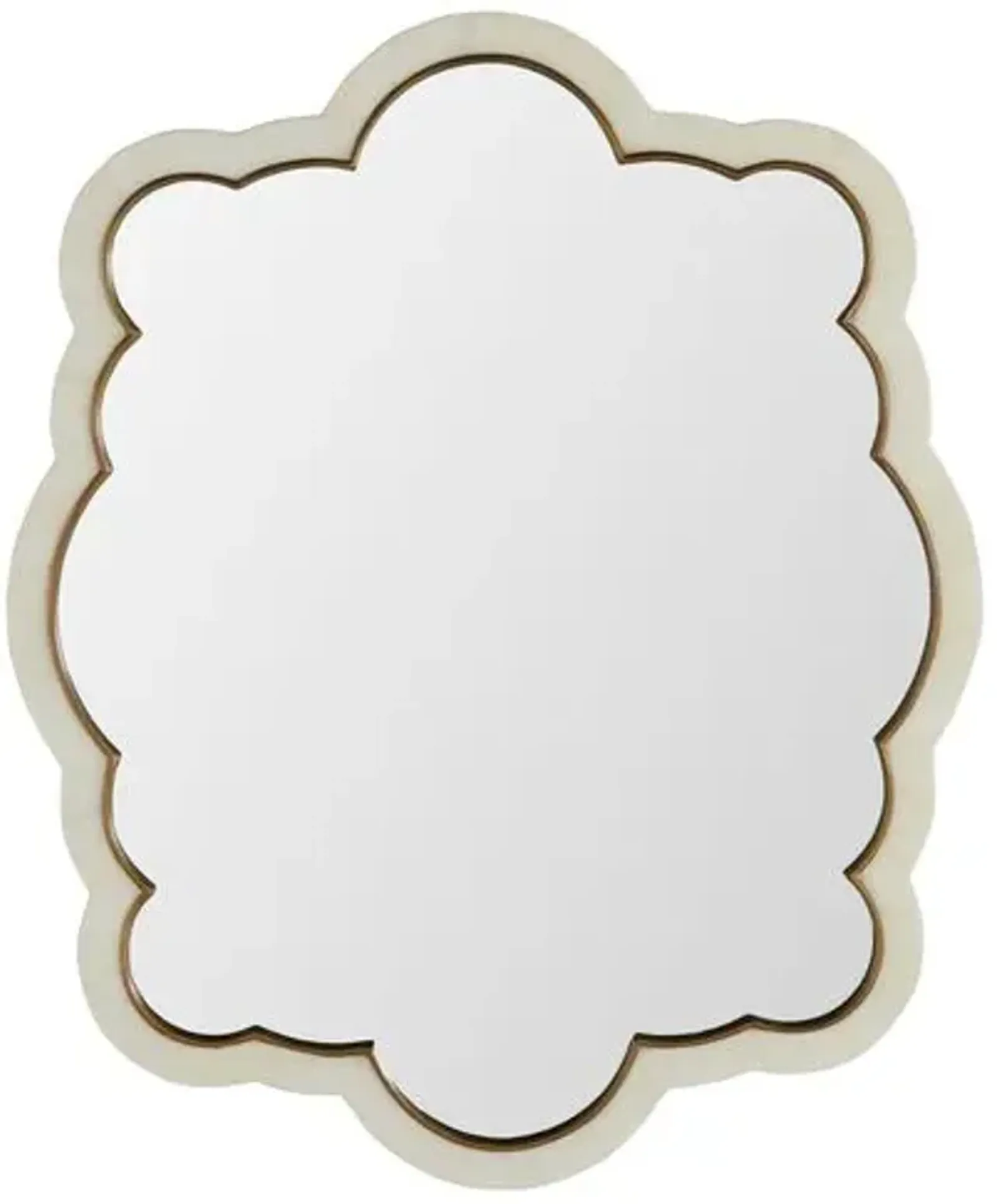 Rianna Scallop Bone Wall Mirror - Antique Brass/Ivory - Gabby