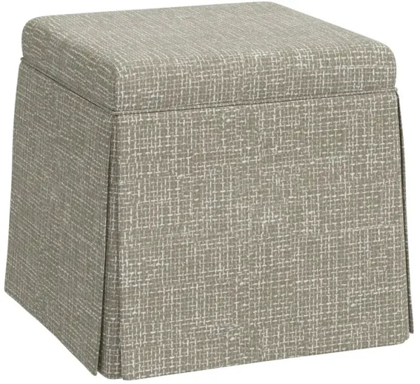 Anne Skirted Storage Ottoman, Basketweave