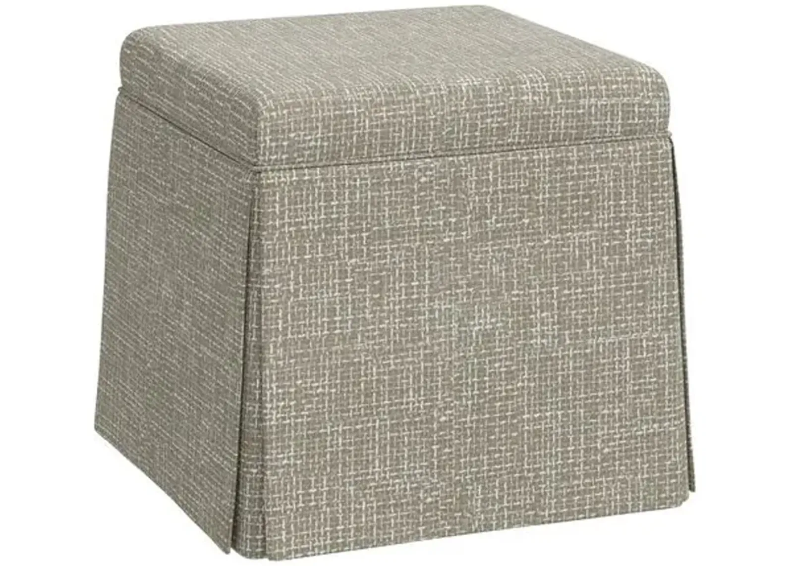 Anne Skirted Storage Ottoman - Basketweave - Beige