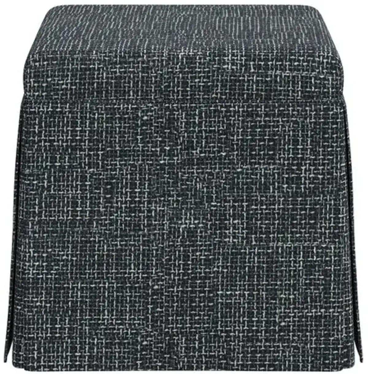 Anne Skirted Storage Ottoman - Basketweave - Blue