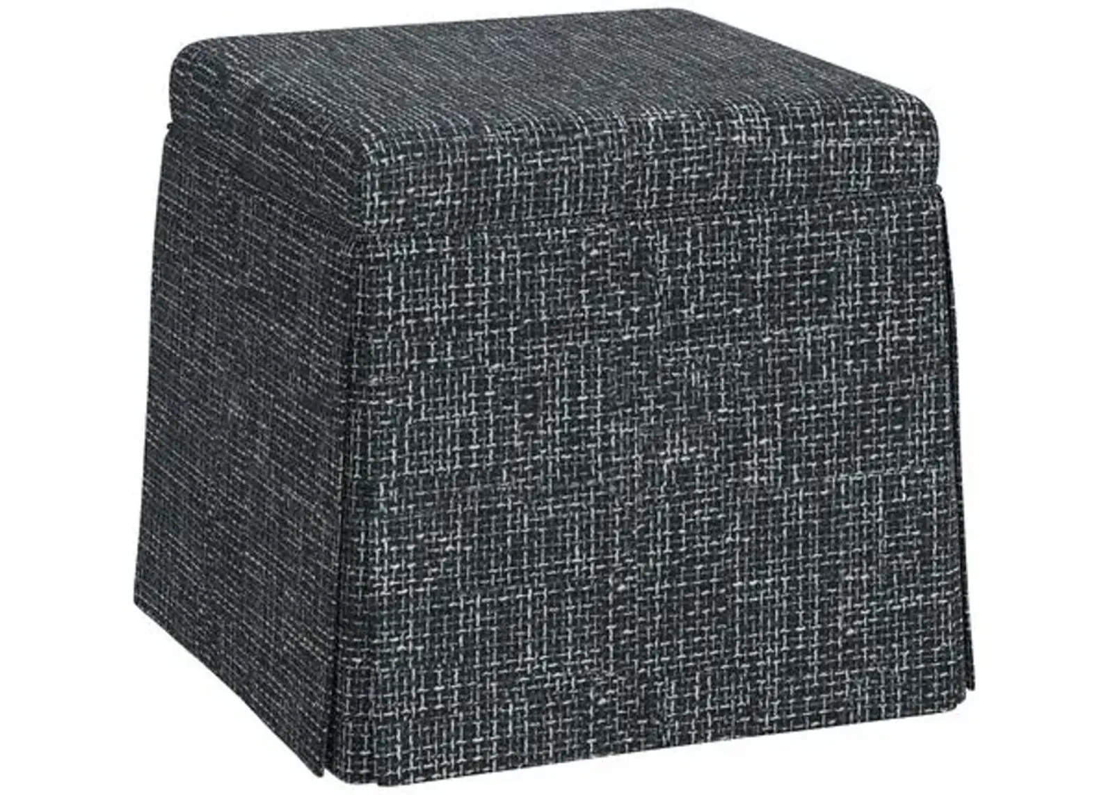 Anne Skirted Storage Ottoman - Basketweave - Blue