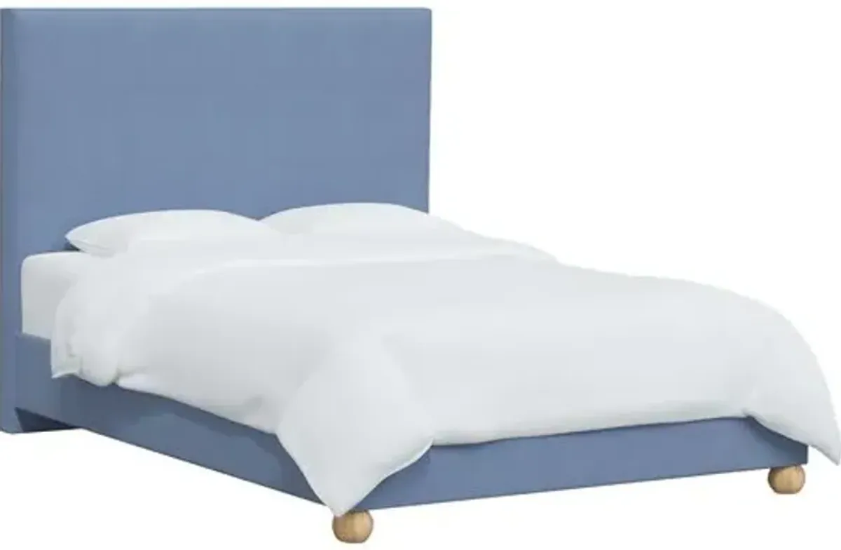 Luna Floor Length Bed - Linen - Blue