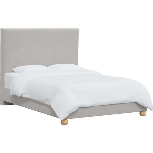 Luna Floor Length Bed - Velvet - Gray