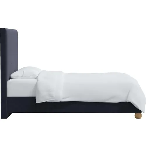 Luna Floor Length Bed - Velvet - Blue