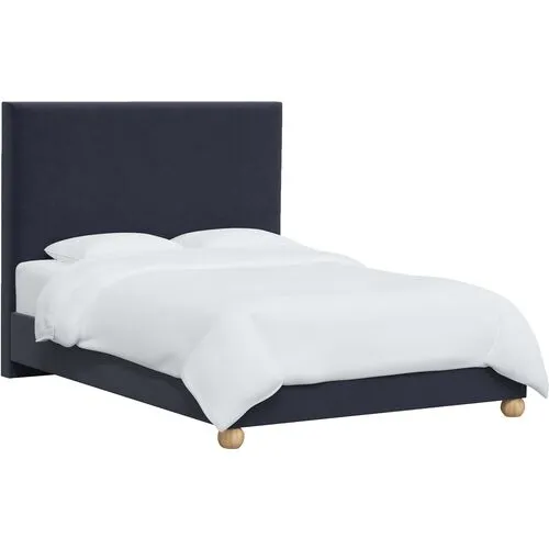 Luna Floor Length Bed - Velvet - Blue