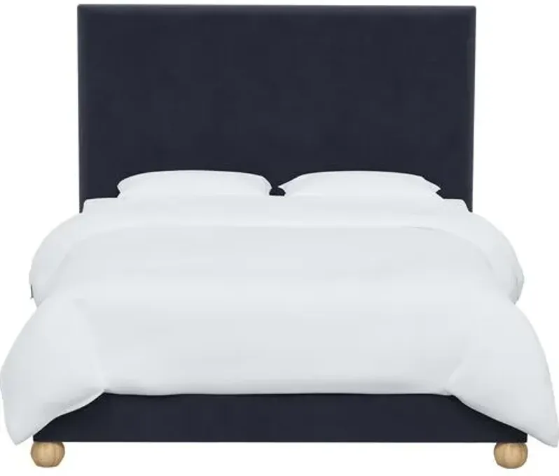 Luna Floor Length Bed - Velvet - Blue