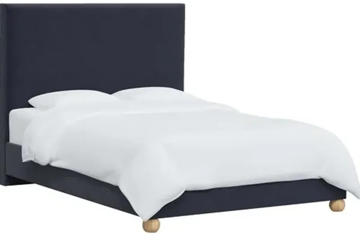 Luna Floor Length Bed - Velvet - Blue