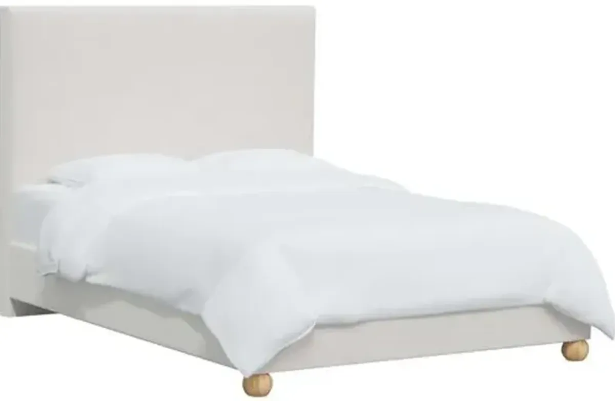 Luna Floor Length Bed - Velvet - White