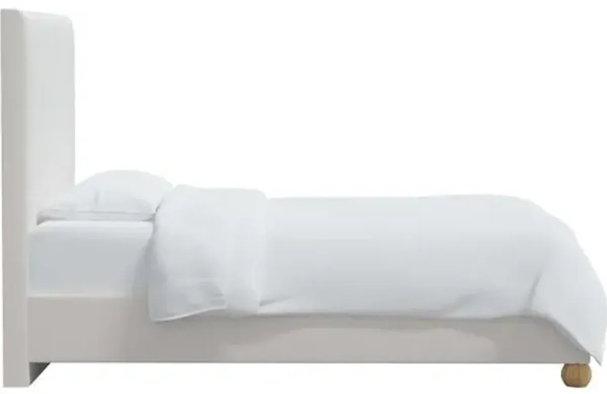 Luna Floor Length Bed - Velvet - White