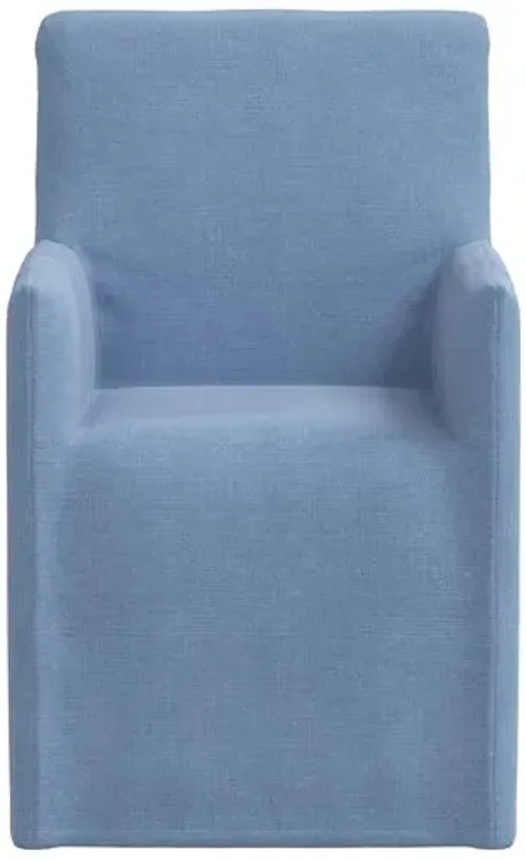 Edith Slipcover Dining Armchair - Linen - Blue