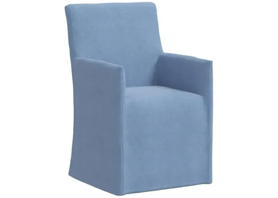 Edith Slipcover Dining Armchair - Linen - Blue