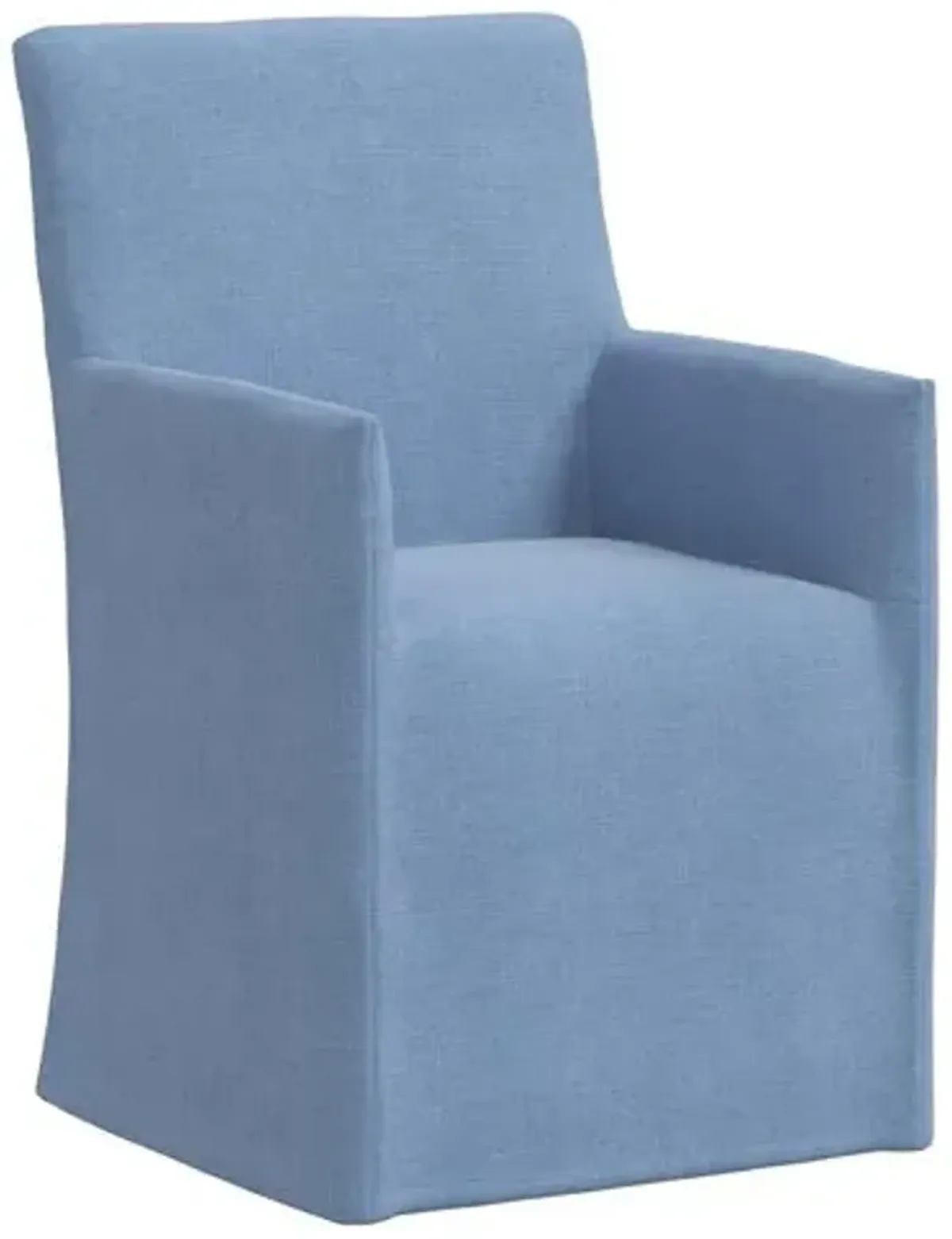 Edith Slipcover Dining Armchair - Linen - Blue