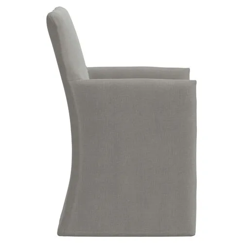 Edith Slipcover Dining Armchair - Linen - Gray