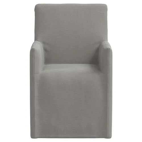 Edith Slipcover Dining Armchair - Linen - Gray