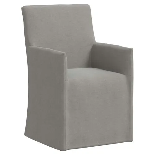 Edith Slipcover Dining Armchair - Linen - Gray