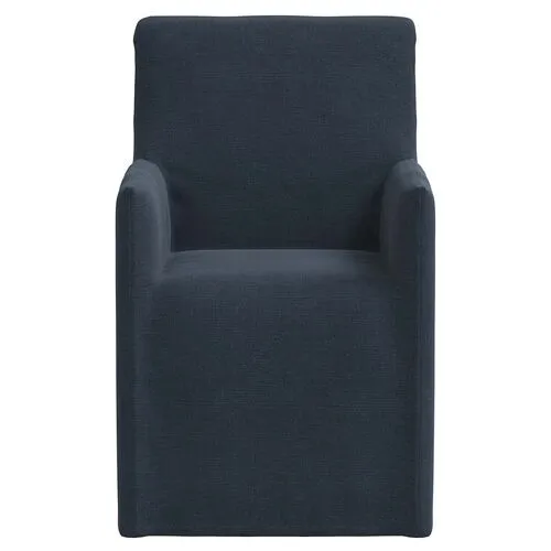 Edith Slipcover Dining Armchair - Linen - Blue