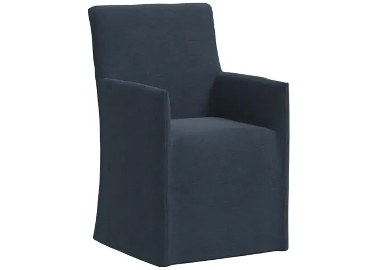 Edith Slipcover Dining Armchair - Linen - Blue