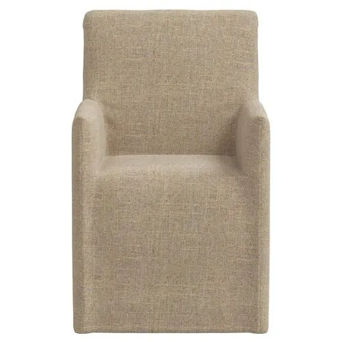 Edith Slipcover Dining Armchair - Linen - Brown