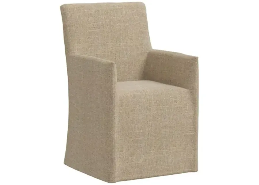 Edith Slipcover Dining Armchair - Linen - Brown