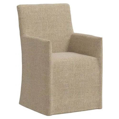 Edith Slipcover Dining Armchair - Linen - Brown