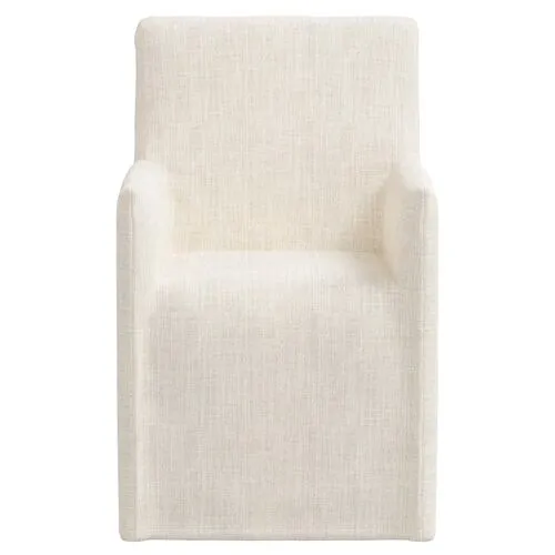 Edith Slipcover Dining Armchair - Linen - Beige